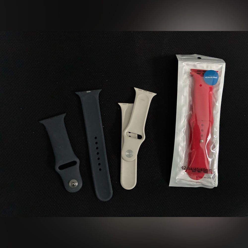 Set of Silicon Smartwatch Bands in Red, Black, and Cream